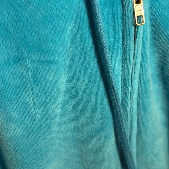 🦋 HARD TO FIND Victoria’s Secret Love Pink Gold Sequin and Teal Velvet Hoodie - Picture 7 of 8
